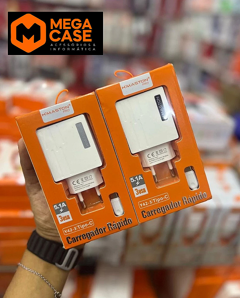 Carregador Tipo-C H'maston 3USB 5.1A Y42-3