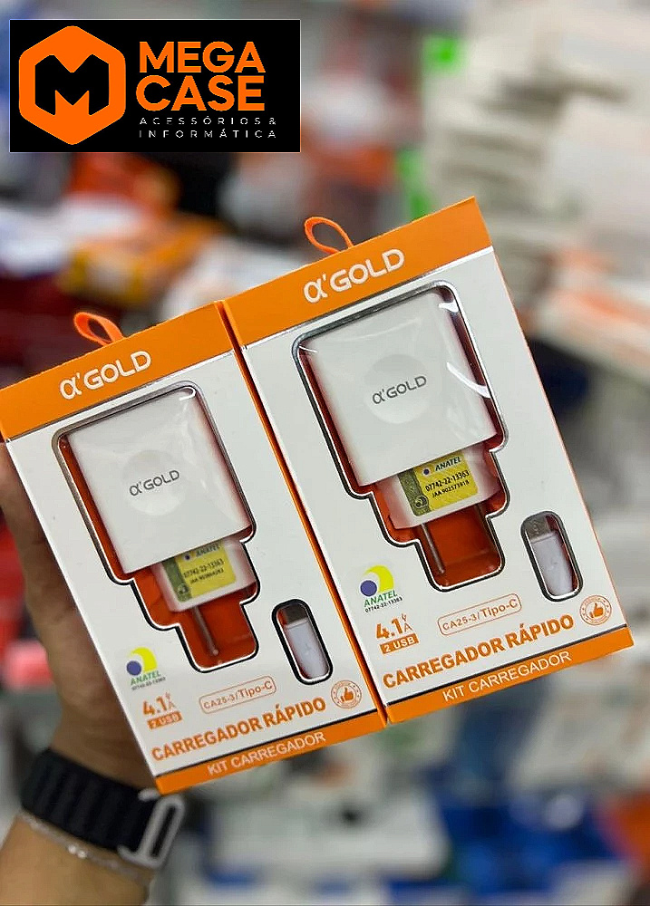 Carregador Tipo-C α’GOLD Turbo 4.1A 2USB - CA25-3