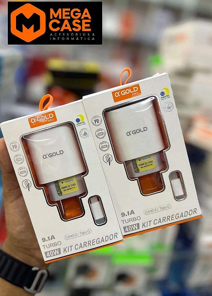 Carregador Tipo-c Turbo Agold PRO 9.1A 40W - CA40-3/tipo-c