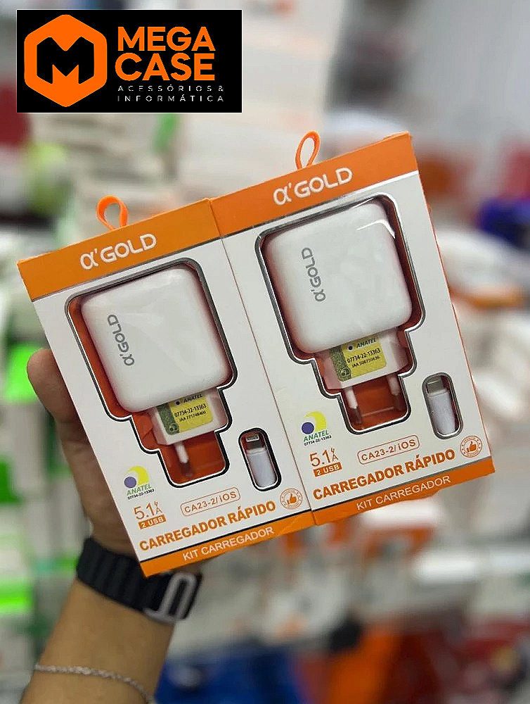Carregador Iphone Rápido Agold 5.1A 2 USB - CA23-3/ios