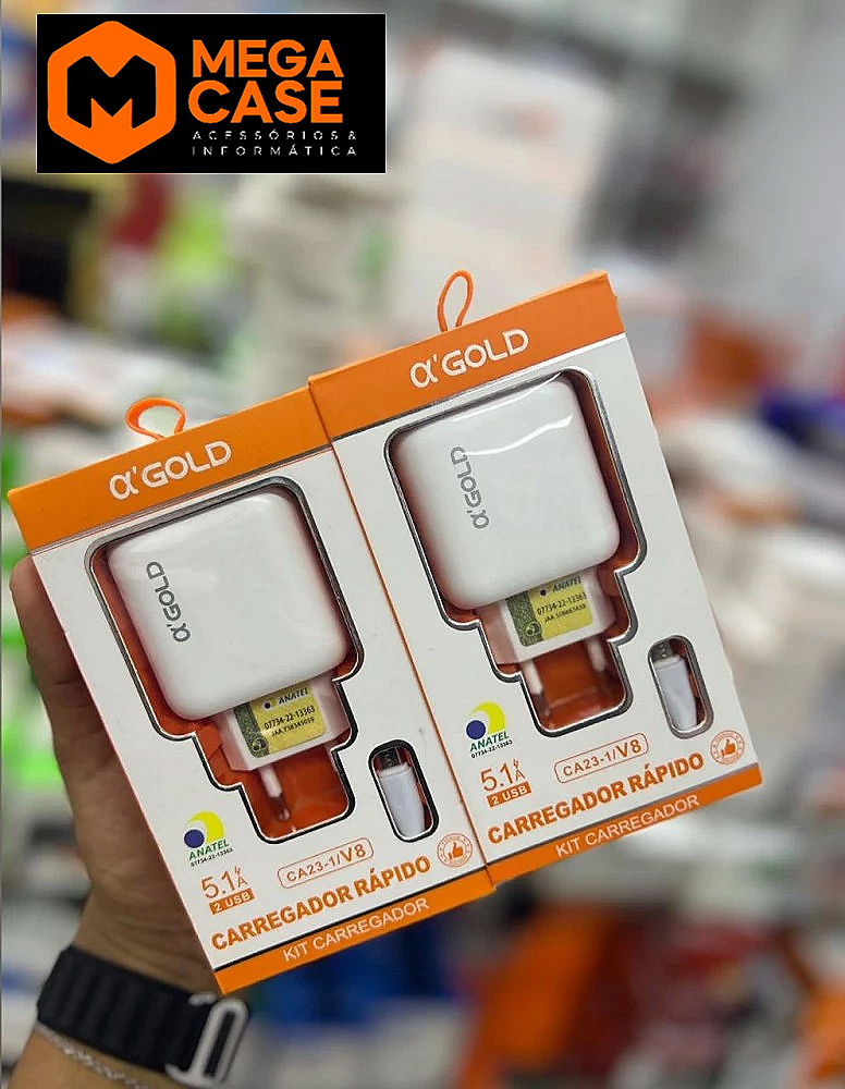 Carregador V8 Rápido Agold 5.1A 2 USB - CA23-1/v8