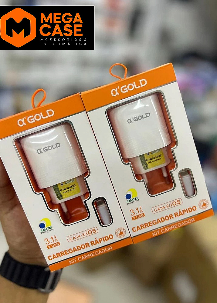 Carregador Iphone Rápido Agold 3.1A 2USB - CA34-2