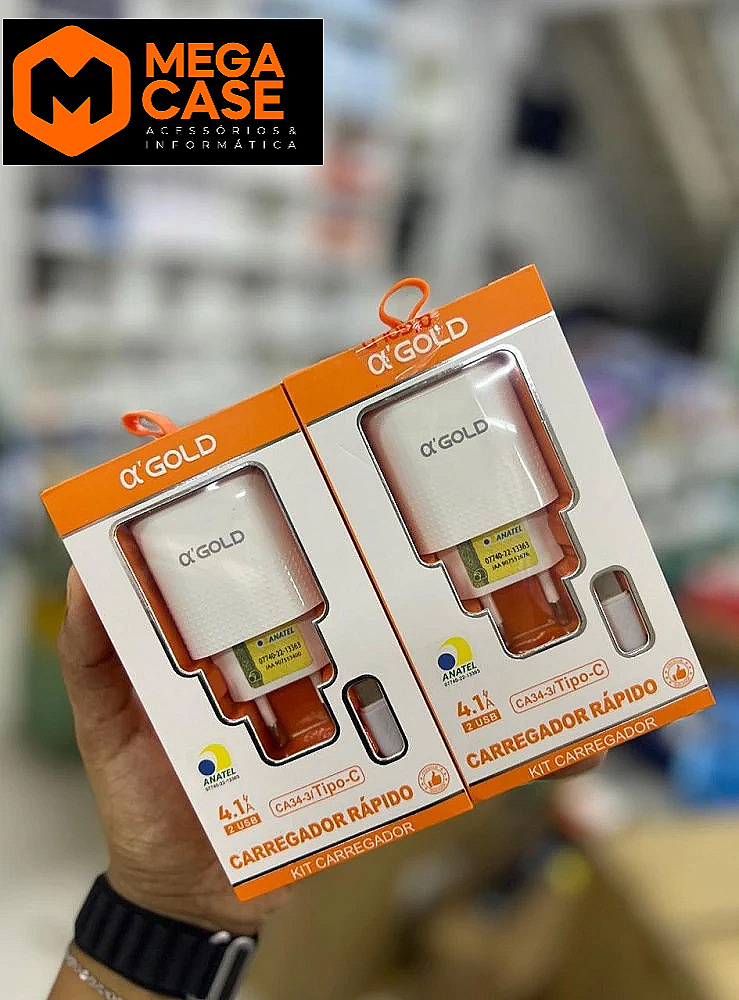 Carregador Tipo-C Rápido Agold 4.1A 2USB - CA34-3