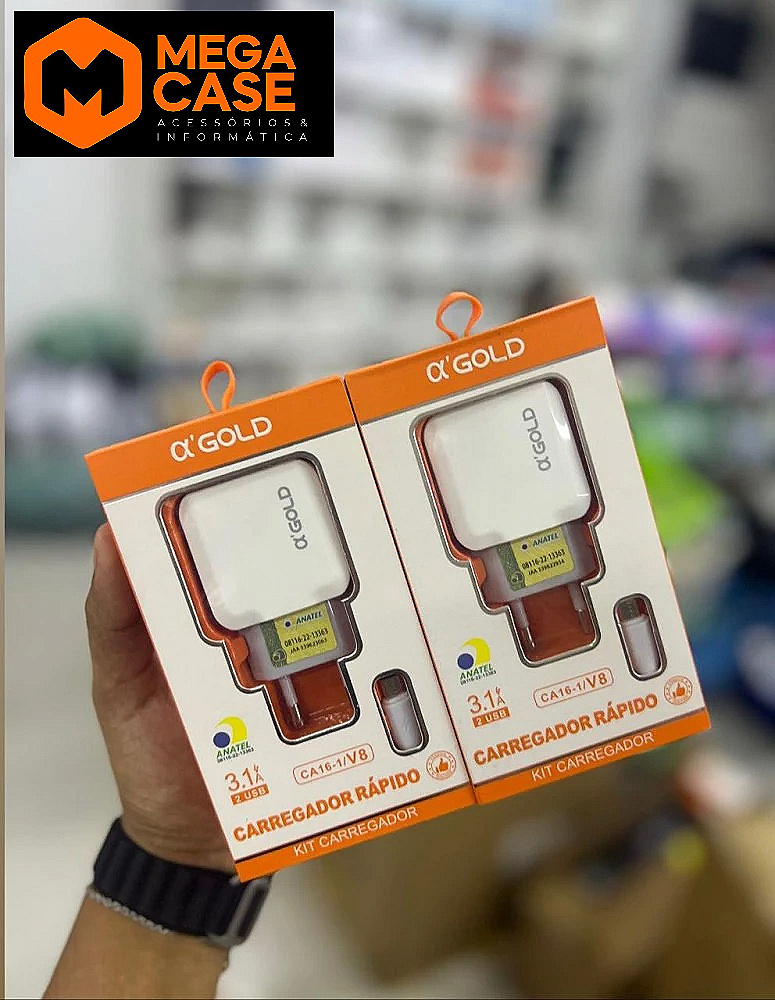 Carregador v8 Rápido Agold 4.1A 2USB - CA16-1