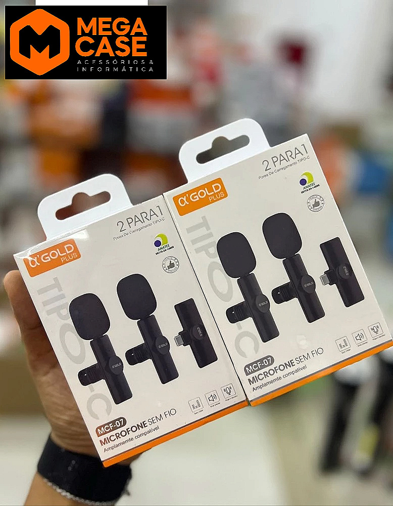 Microfone Sem Fio MCF-07 2 em 1 Tipo-C Agold PLUS