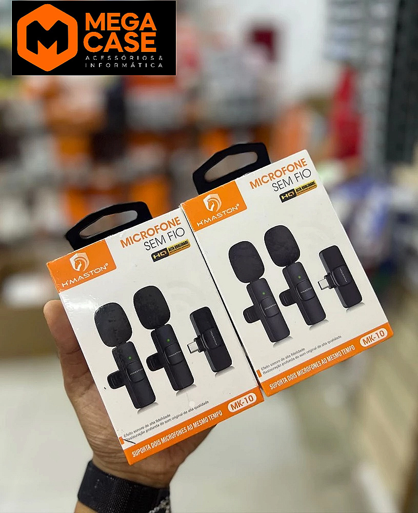 Microfone lapela Tipo-C H'maston MK-10 - suporta 2 microfones simultâneos
