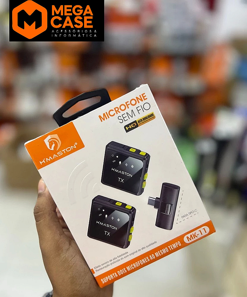 Microfone lapela Tipo-C H'maston MK11 - 1 para 2 com alta qualidade de som