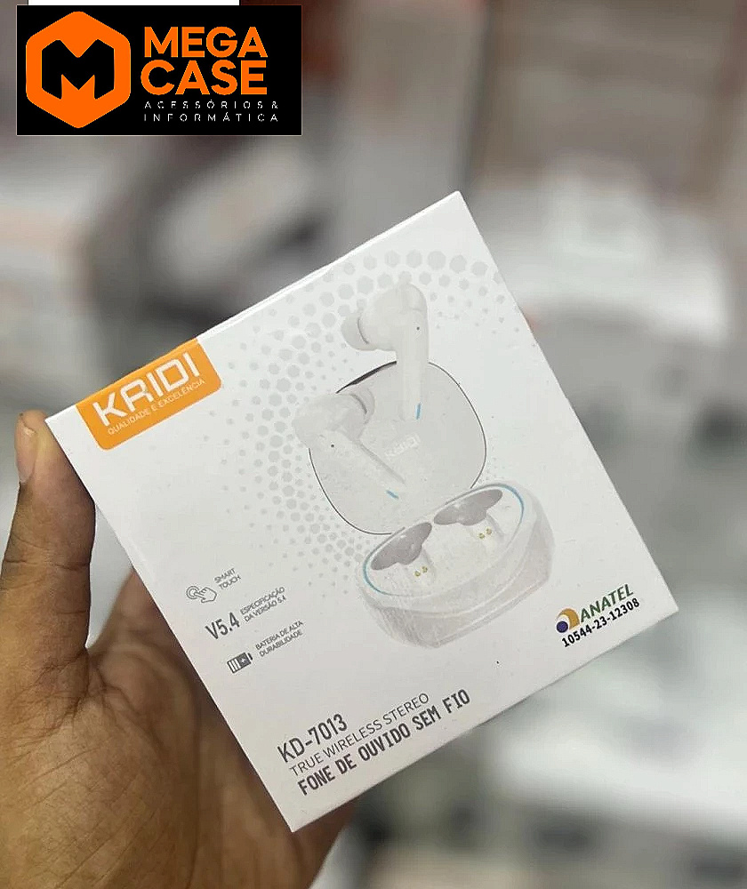 Fone Bluetooth KD7013 Kaidi TWS estéreo V5.4 com case
