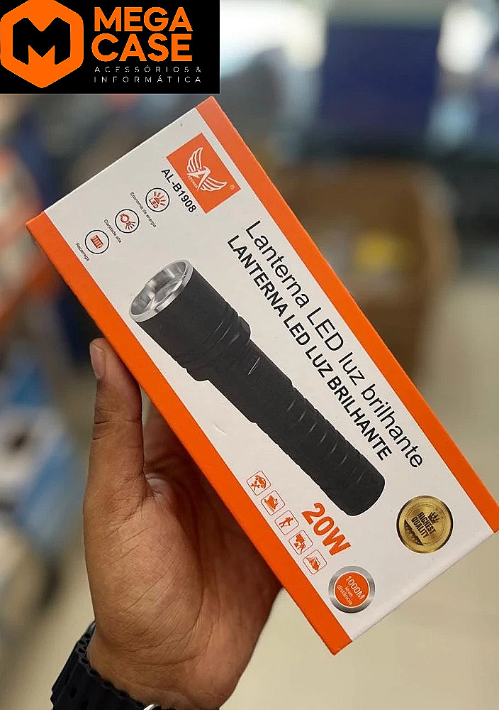 Lanterna LED Luz Brilhante AL-B1908 20W com foco ajustável
