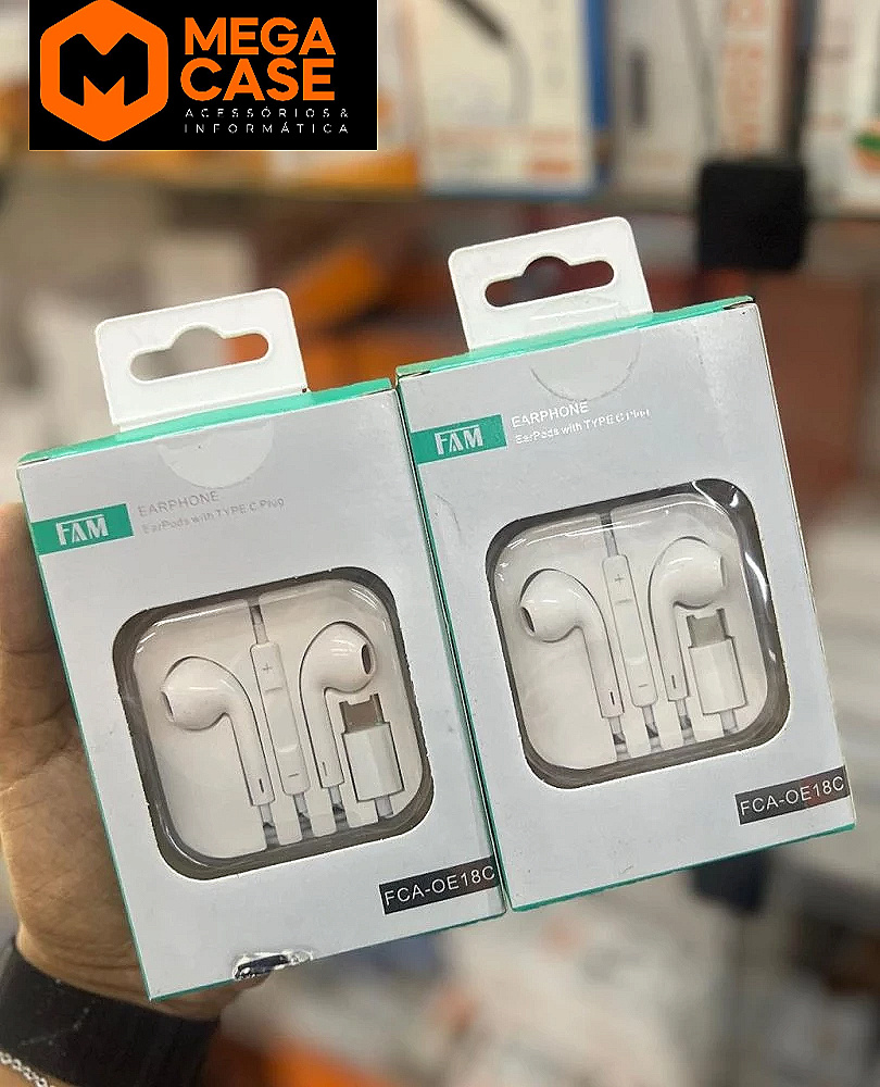 Fone Tipo-C FAM FCA-OE18C estéreo com microfone