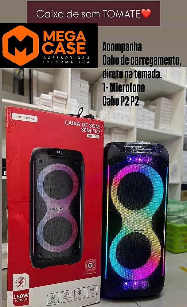 Caixa de Som Tomate MTS-1006 160W com Microfone