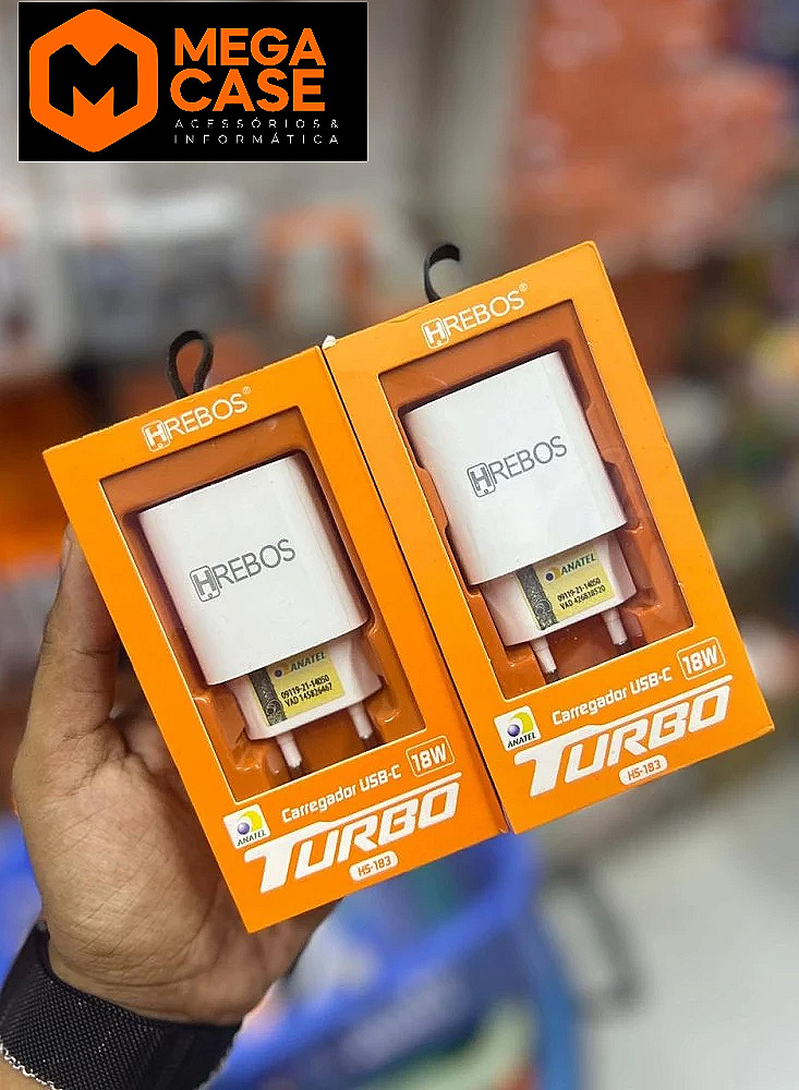 Fonte de Carregador HS-183 HREBOS Turbo USB-C 18W