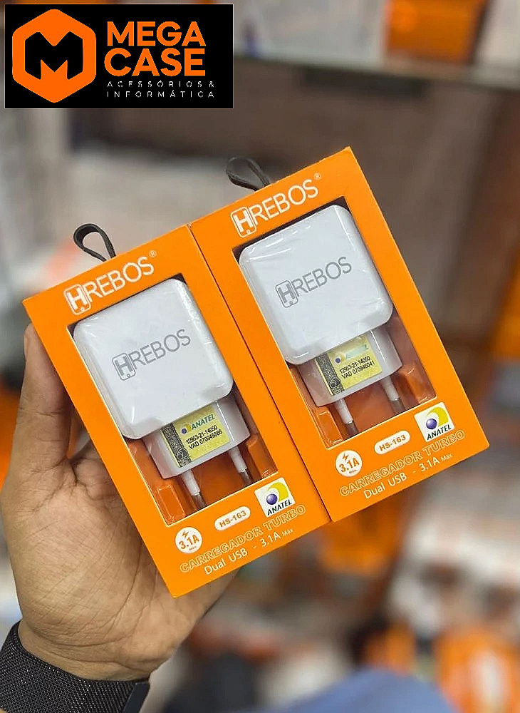 Fonte de carregador HS-163 turbo H'rebos Dual USB 3.1A