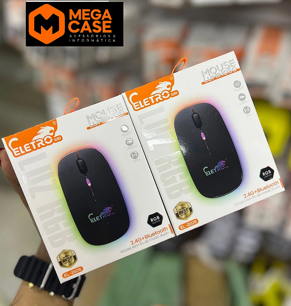 Mouse sem fio EL-2105 luminoso 2.4G+Bluetooth Eletro CE