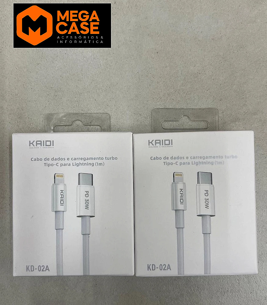 Cabo iPhone KD-02A Turbo Tipo-C para Lightning 1m - Kaidi