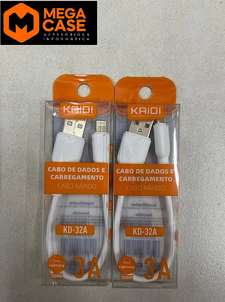 Cabo iPhone KD-32A Rápido 3A 20cm - Kaidi