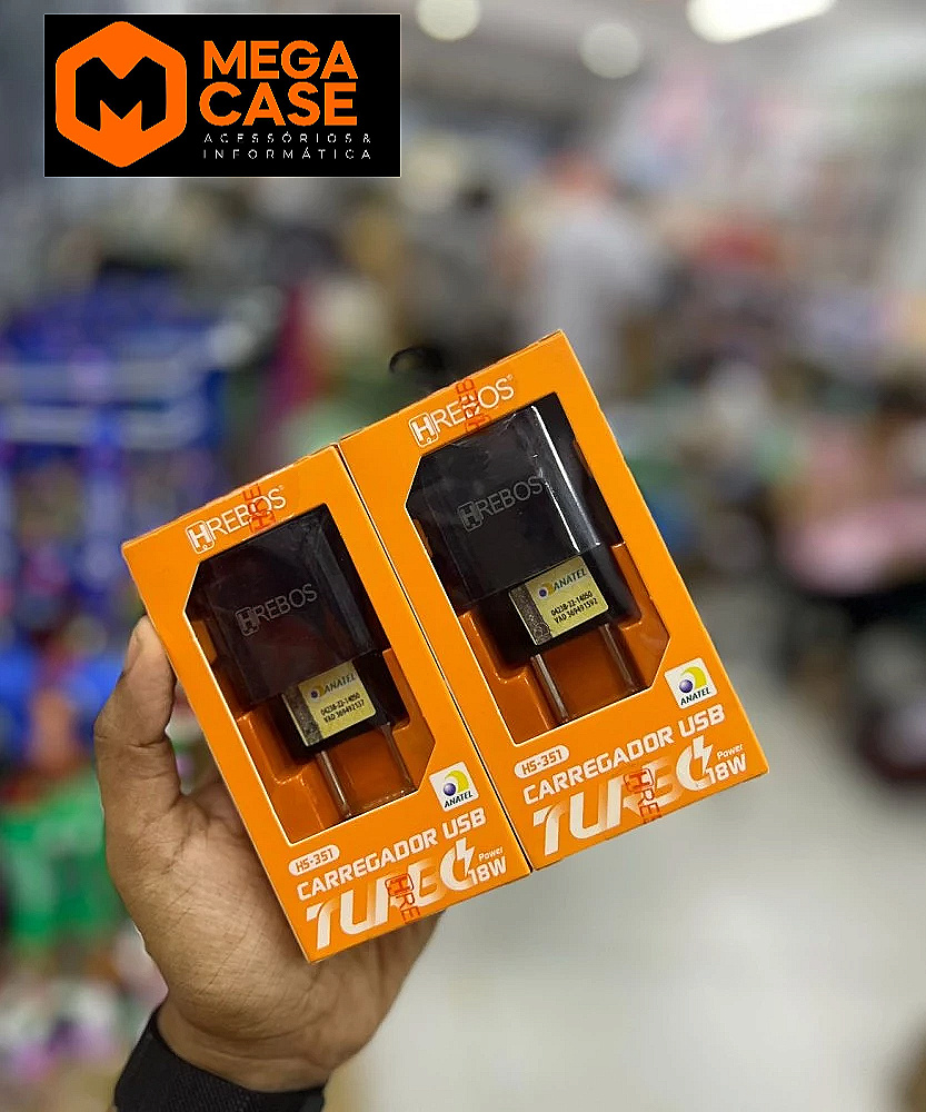 Fonte de Carregador Turbo HREBOS USB 18W - HS-351