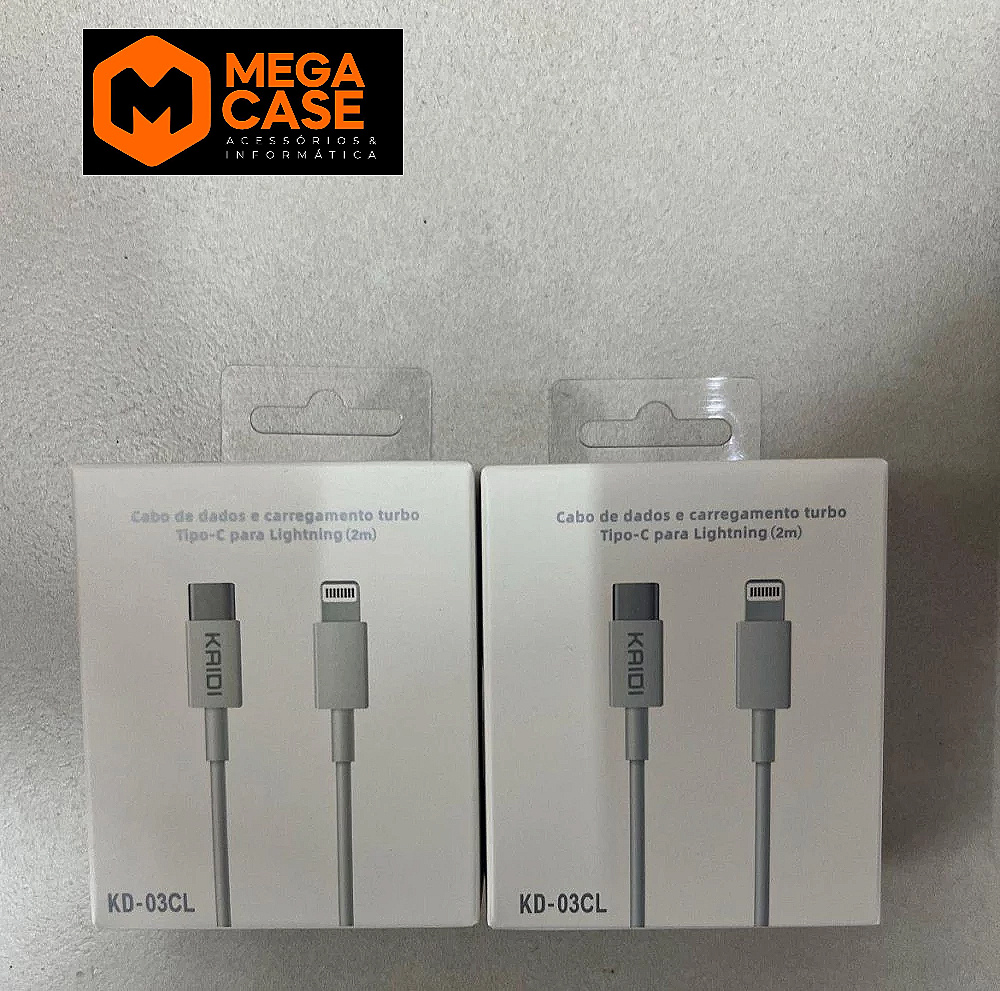Cabo iPhone Kaidi Tipo-C para Lightning Turbo 2m - KD-03CL