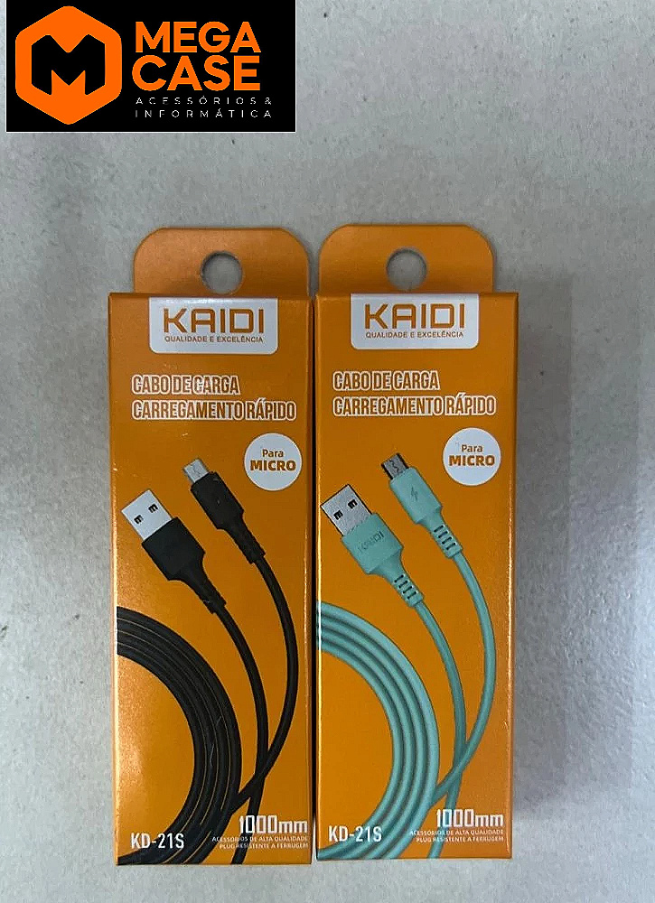 Cabo V8 1M Kaidi Colorido - KD-21S