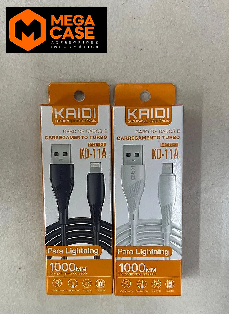 Cabo iPhone 1M Kaidi Carregamento Turbo - KD-11A