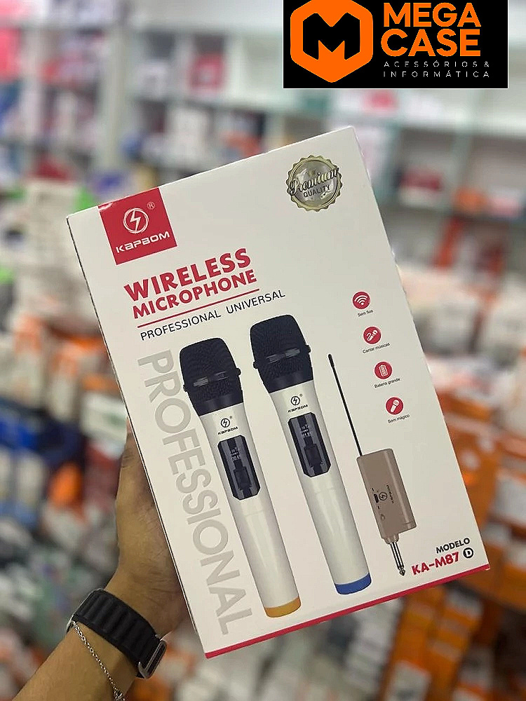 Microfone Sem Fio Kapbom KA-M87 - Profissional Universal