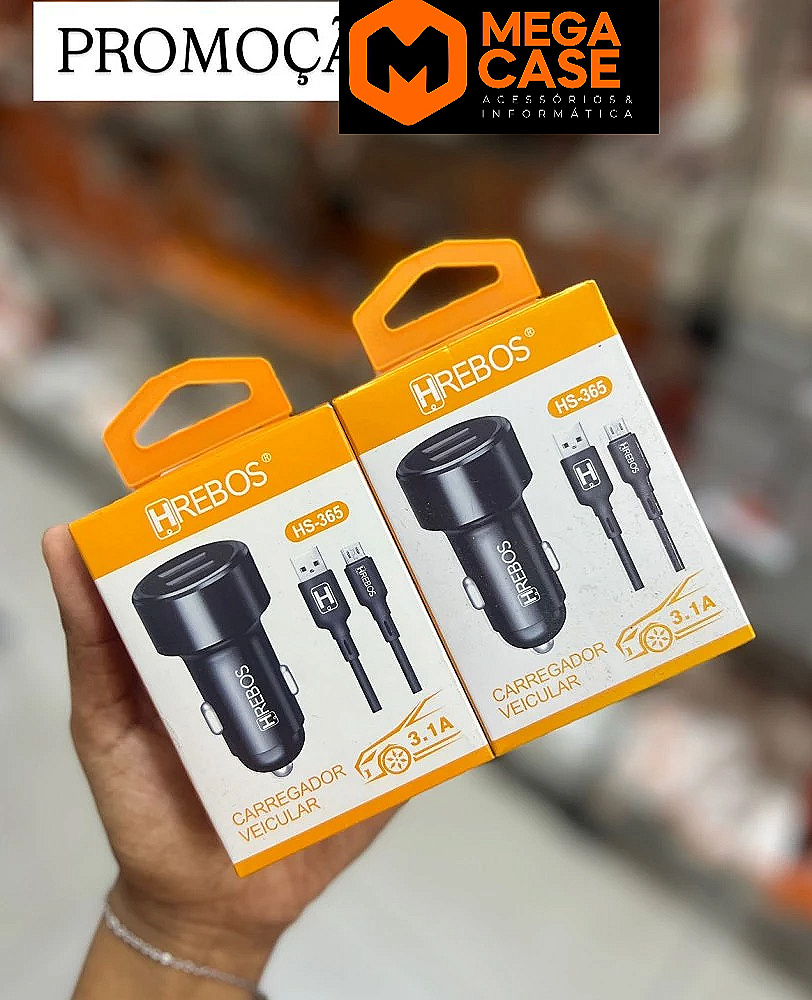 Carregador veicular V8 Hrebos 3.1A HS-365