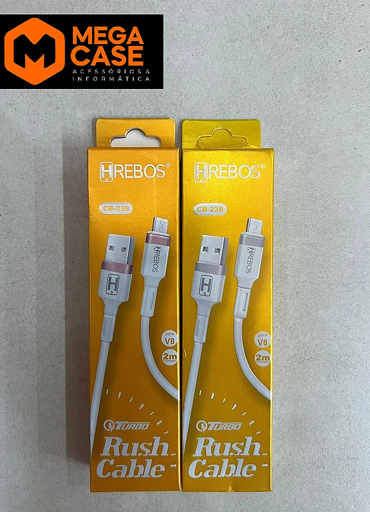 Cabo V8 CB-238 - Turbo HREBOS 2 Metros Rush Cable - Reforçado