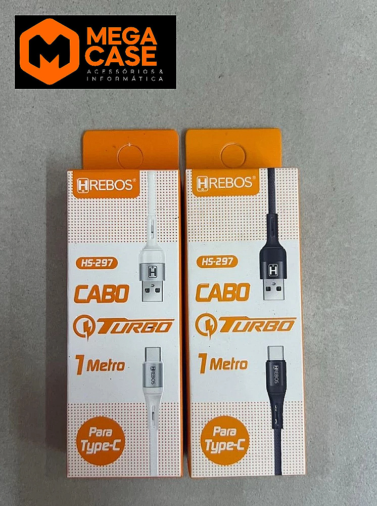 Cabo Tipo-C HS-297 - Turbo HREBOS 1 Metro - Carregamento Rápido