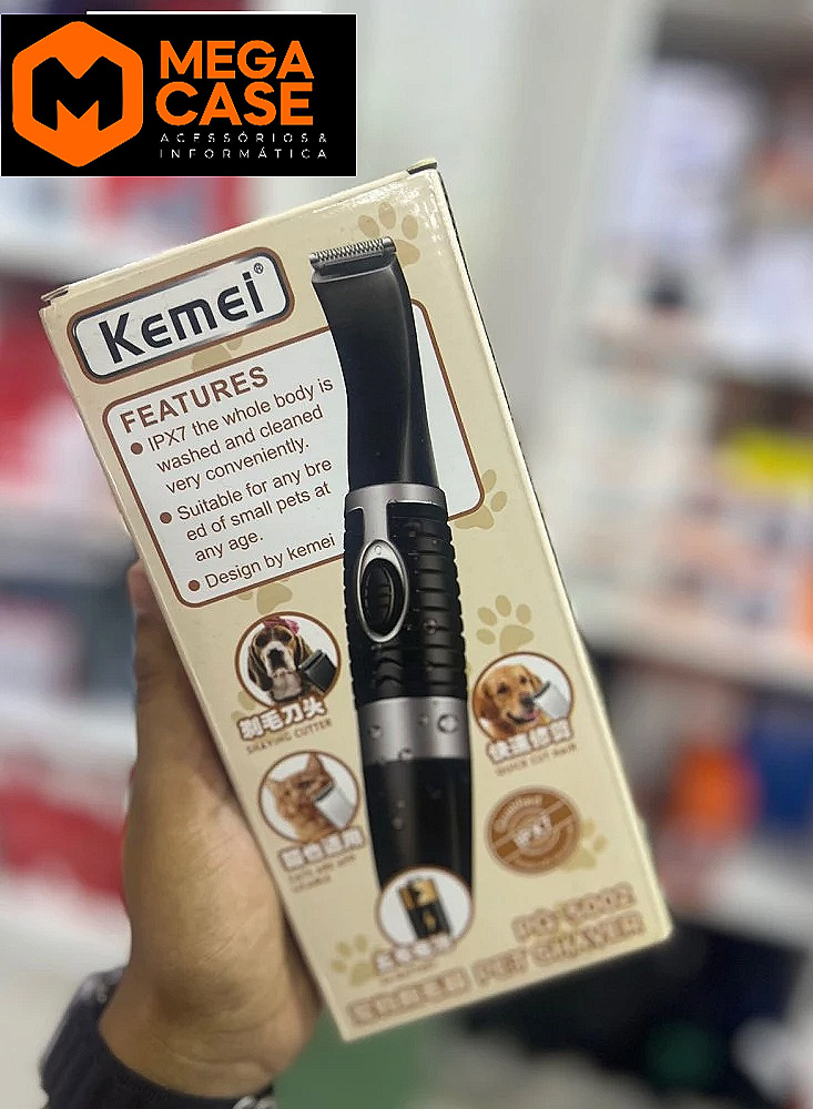 Máquina de Tosa Kemei Pet Groomer - Portátil e Resistente à Água