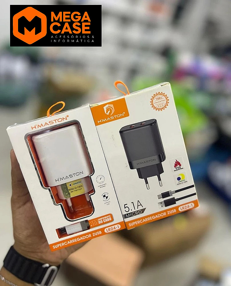 Carregador V8 USB Supercarregador H’maston 5.1A - LR24-1