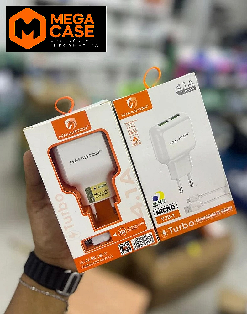 Carregador V8 USB Turbo H’maston 4.1A - Y29-1