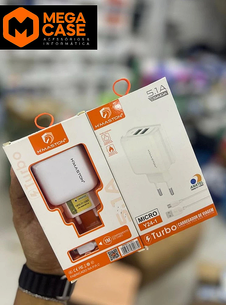 Carregador V8 USB Turbo H’maston 5.1A - Y24-1