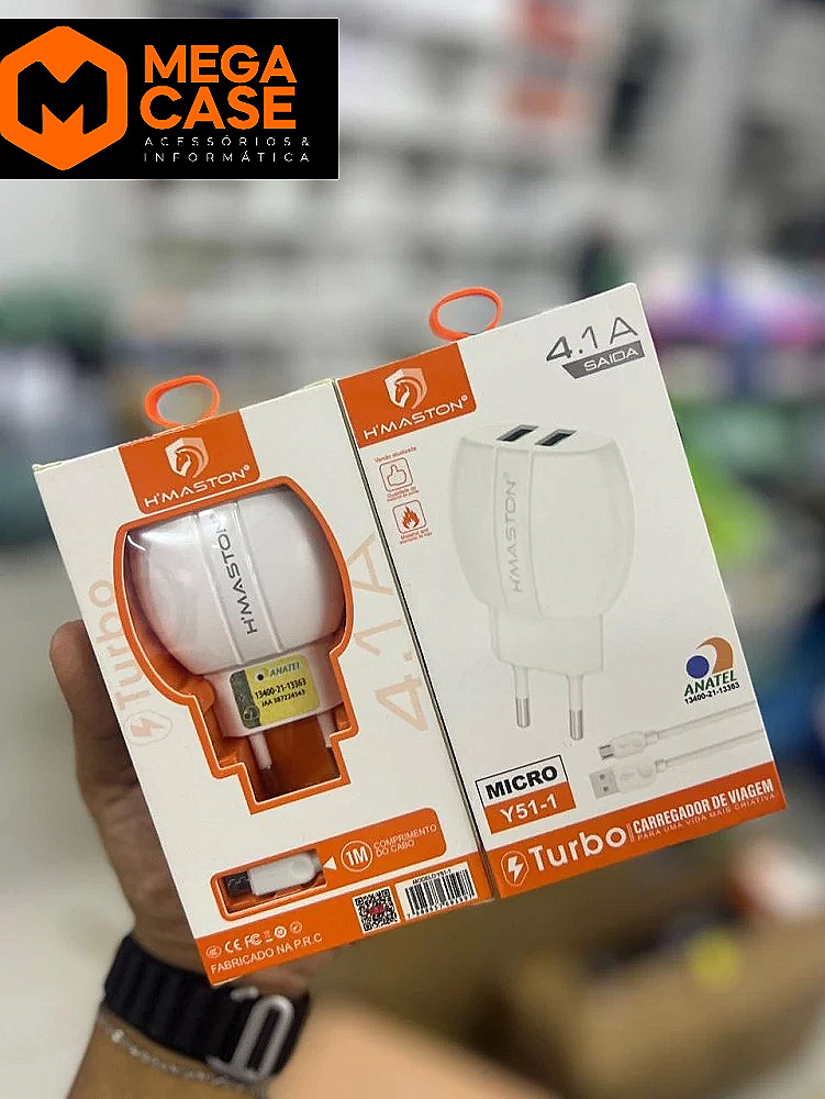 Carregador V8 USB Turbo H’maston 4.1A - Y51-1