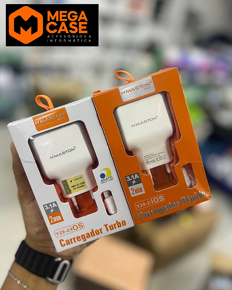 Carregador iOS Turbo H'maston Pro 3.1A 2USB - Y29-2/iOS