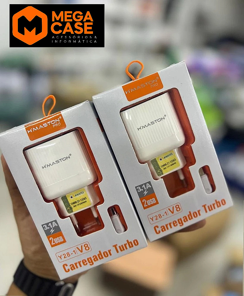 Carregador V8 Turbo H'maston Pro 3.1A 2USB - Y28-1/V8