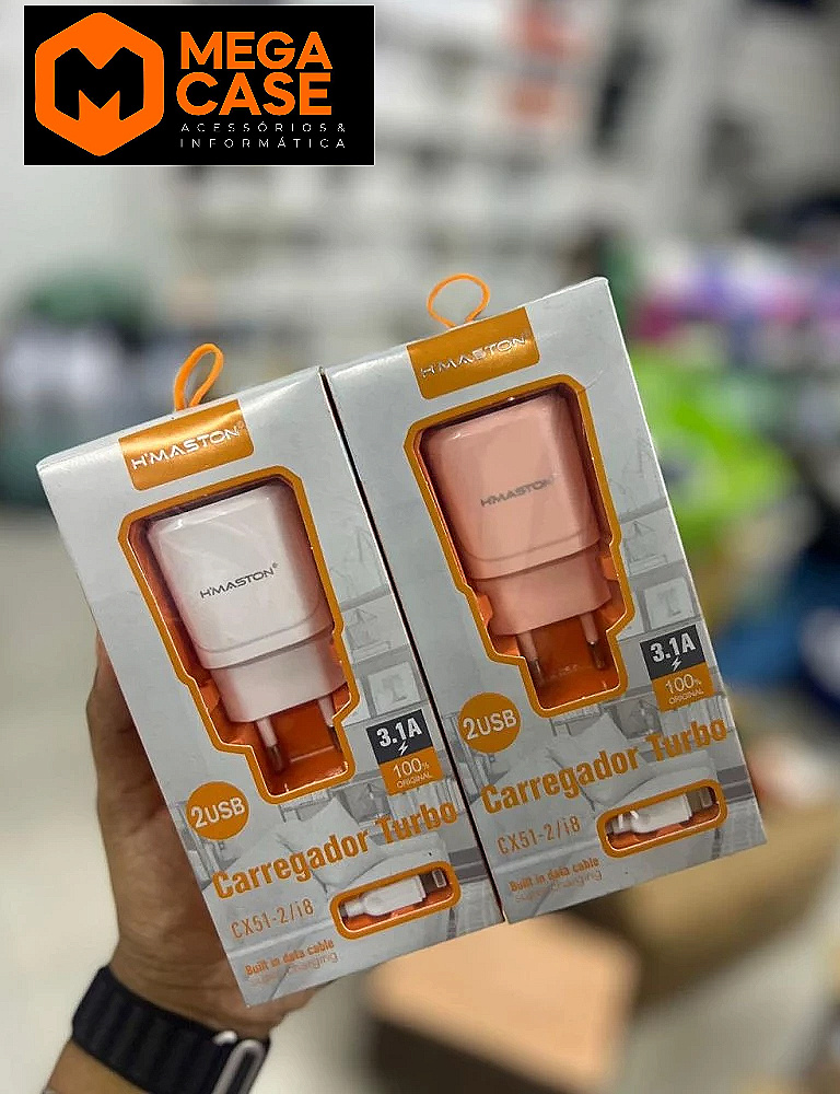 Carregador IPHONE Turbo H’maston CX51 3.1A com 2 USB - CX51-2/i8