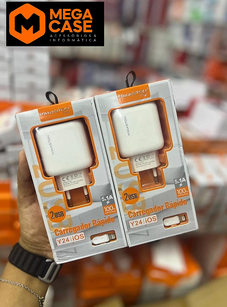Carregador iPhone H'maston Pro 5.1A com 2 USB - Y24/iOS
