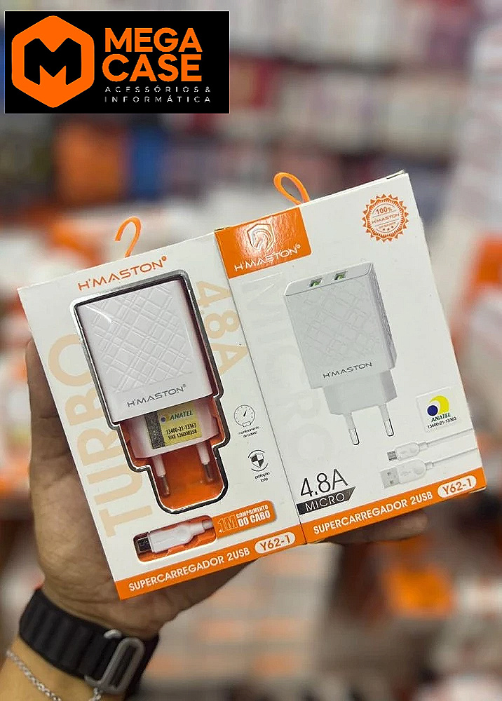 Carregador V8 USB H’maston 4.8A Turbo 2USB - Y62-1