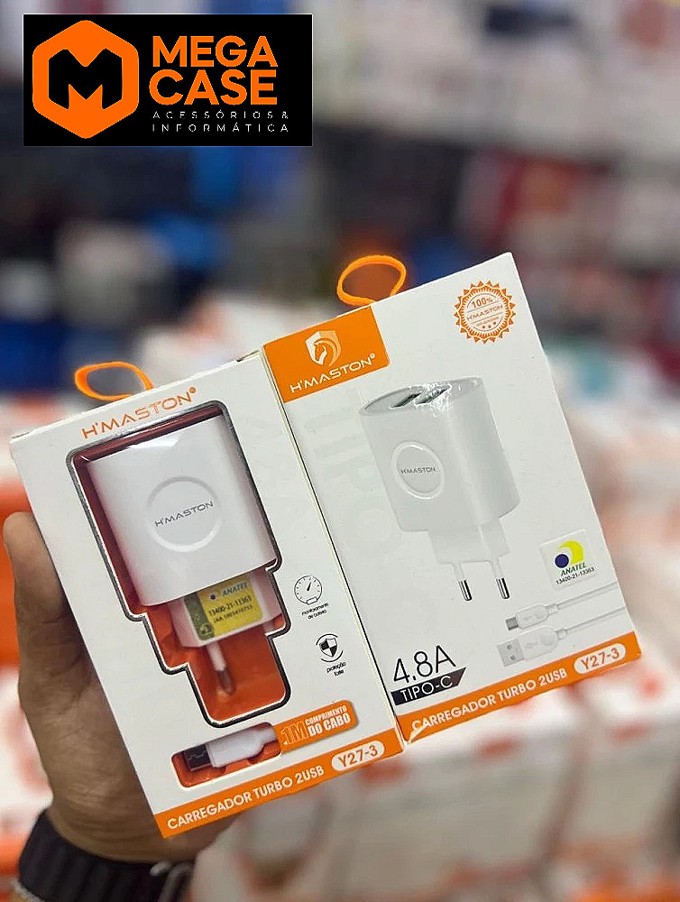 Carregador Tipo-C H’maston 4.8A Turbo 2USB - Y27-3