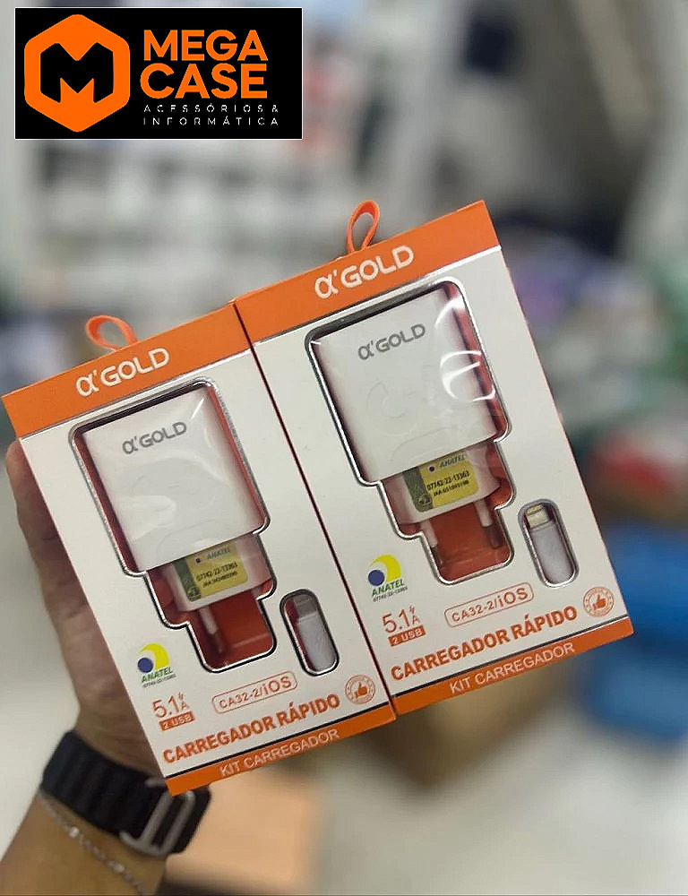 Carregador Iphone Rápido Agold 5.1A 2USB - CA32-1