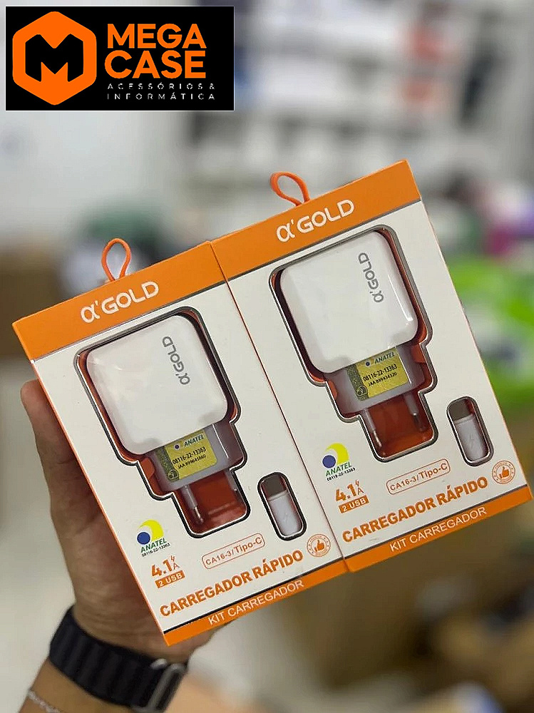 Carregador Tipo-C Rápido Agold 4.1A 2USB - CA16-3