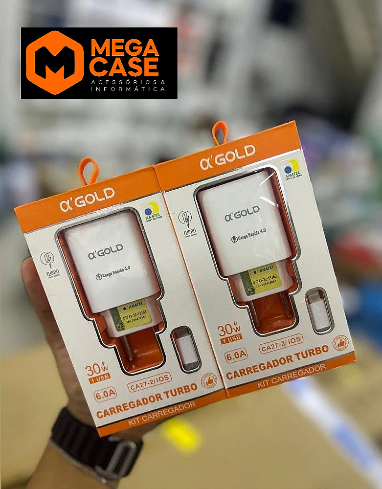 Carregador iOS Turbo Agold 6.0A 30W - CA27-2/iOS