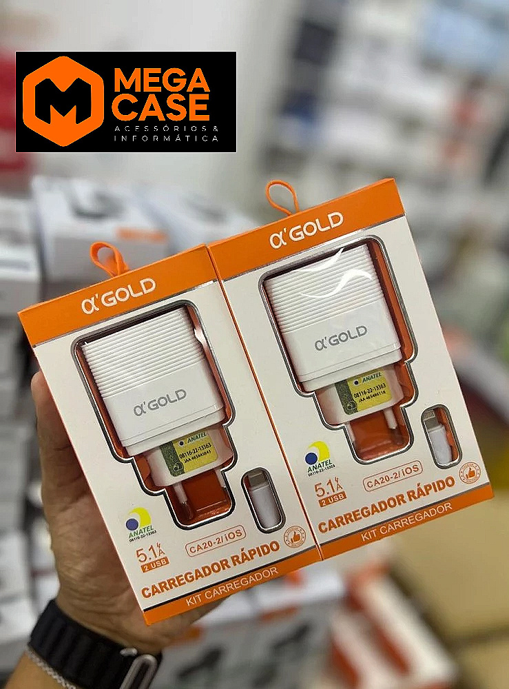 Carregador iOS Rápido Agold 5.1A 2 USB - CA20-2/iOS