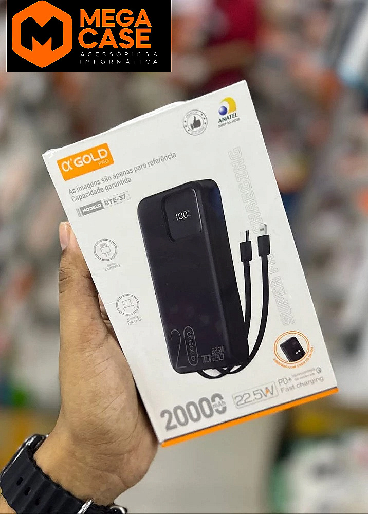 Carregador portátil Power Bank α'GOLD Pro BTE-37 20000mAh 22.5W