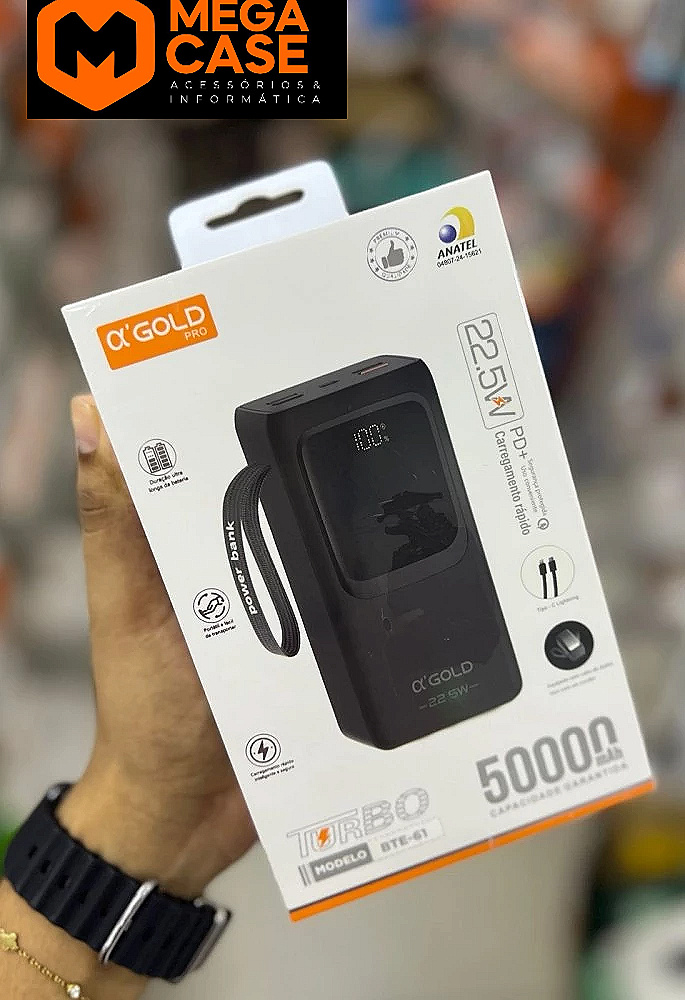 Carregador portátil Power Bank 5000mAh Turbo α’GOLD 22.5W modelo BTE-61