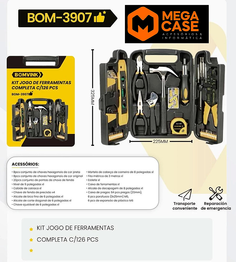 Kit de Ferramentas Completo BOM-3907