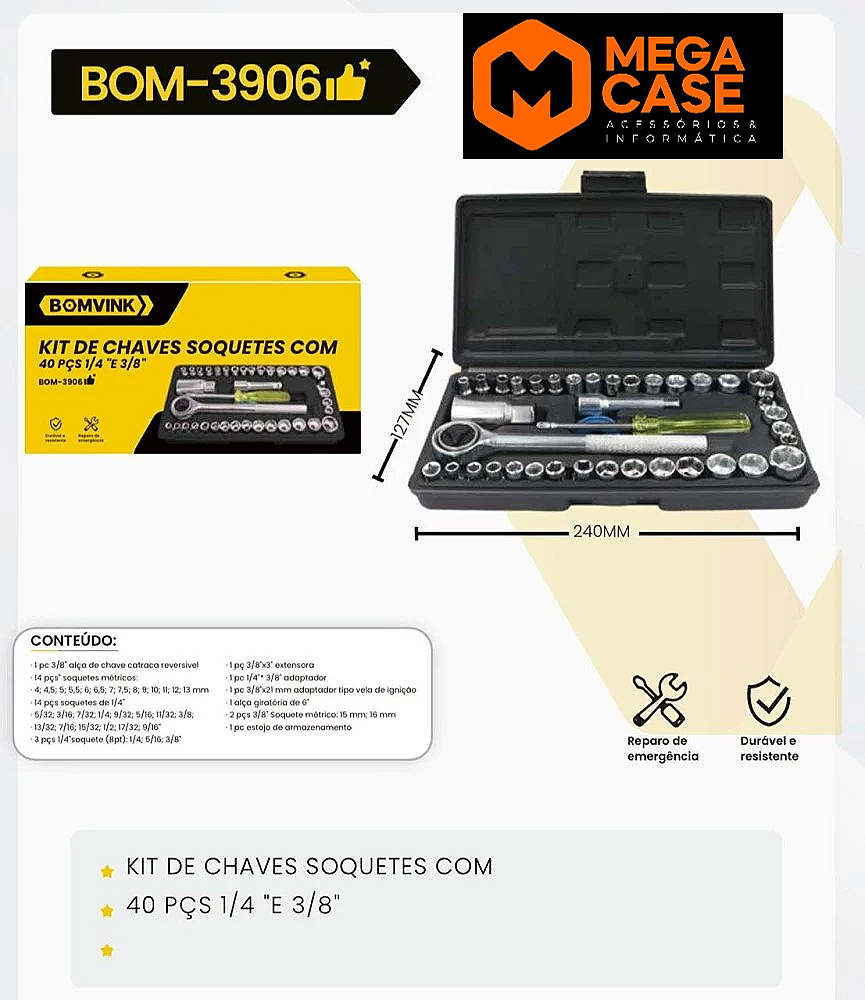 Kit de Chaves Soquetes BOM-3906
