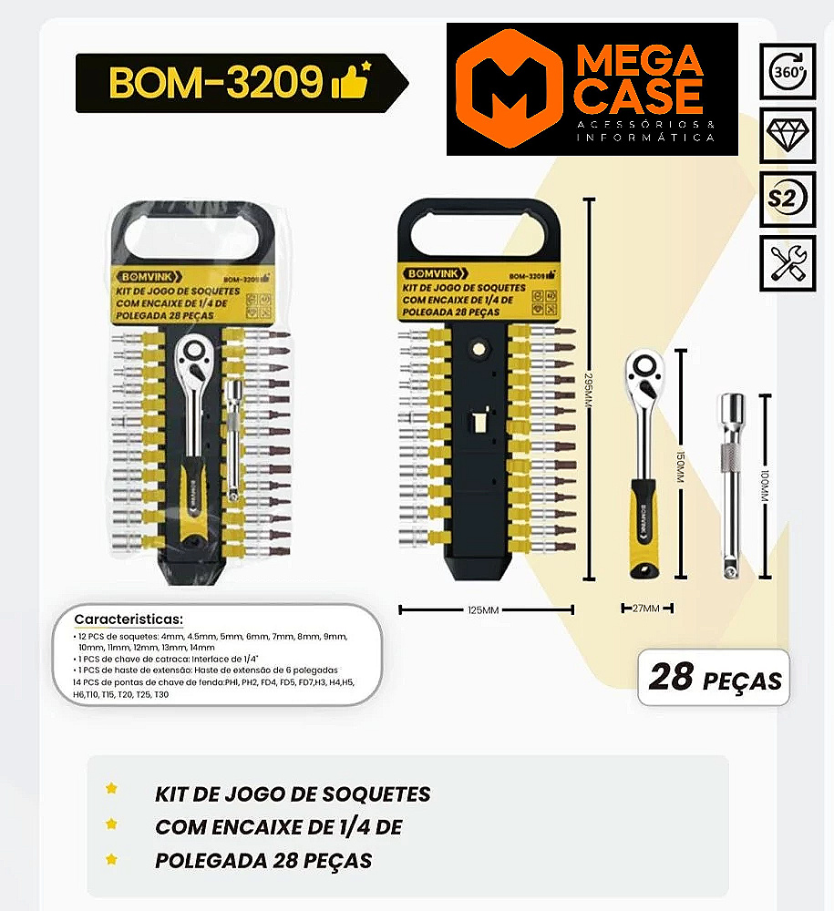 Kit de Jogo de Soquetes BOM-3209