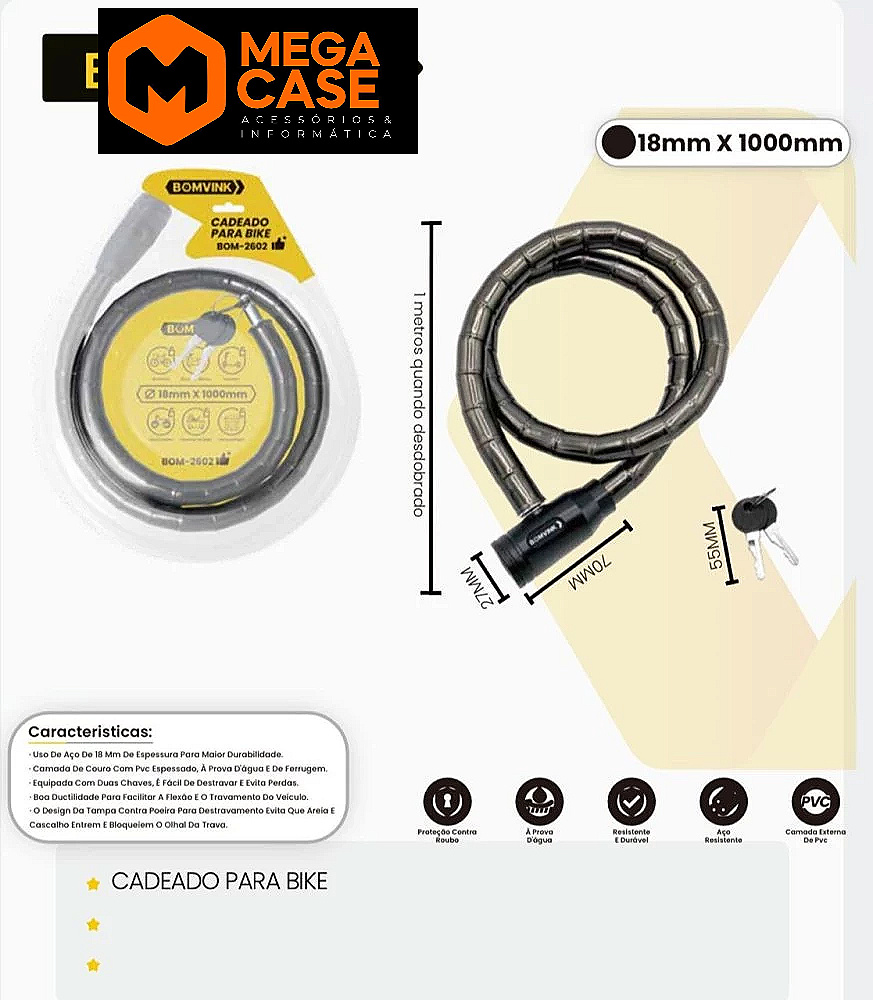 Cadeado para Bike - BOM-2602