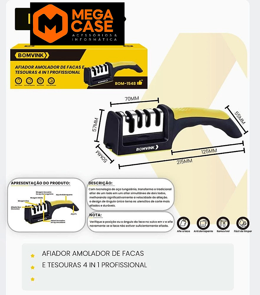 Afiador De Facas Amolador Pro Bomwink BOM-1548